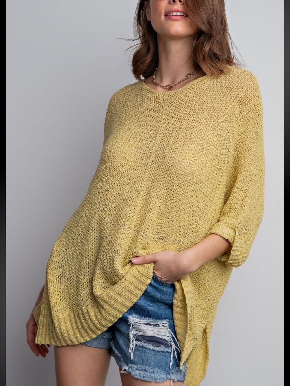 180 | Oversized Lightweight Dolman Sweater Knit Top - Buttermilk